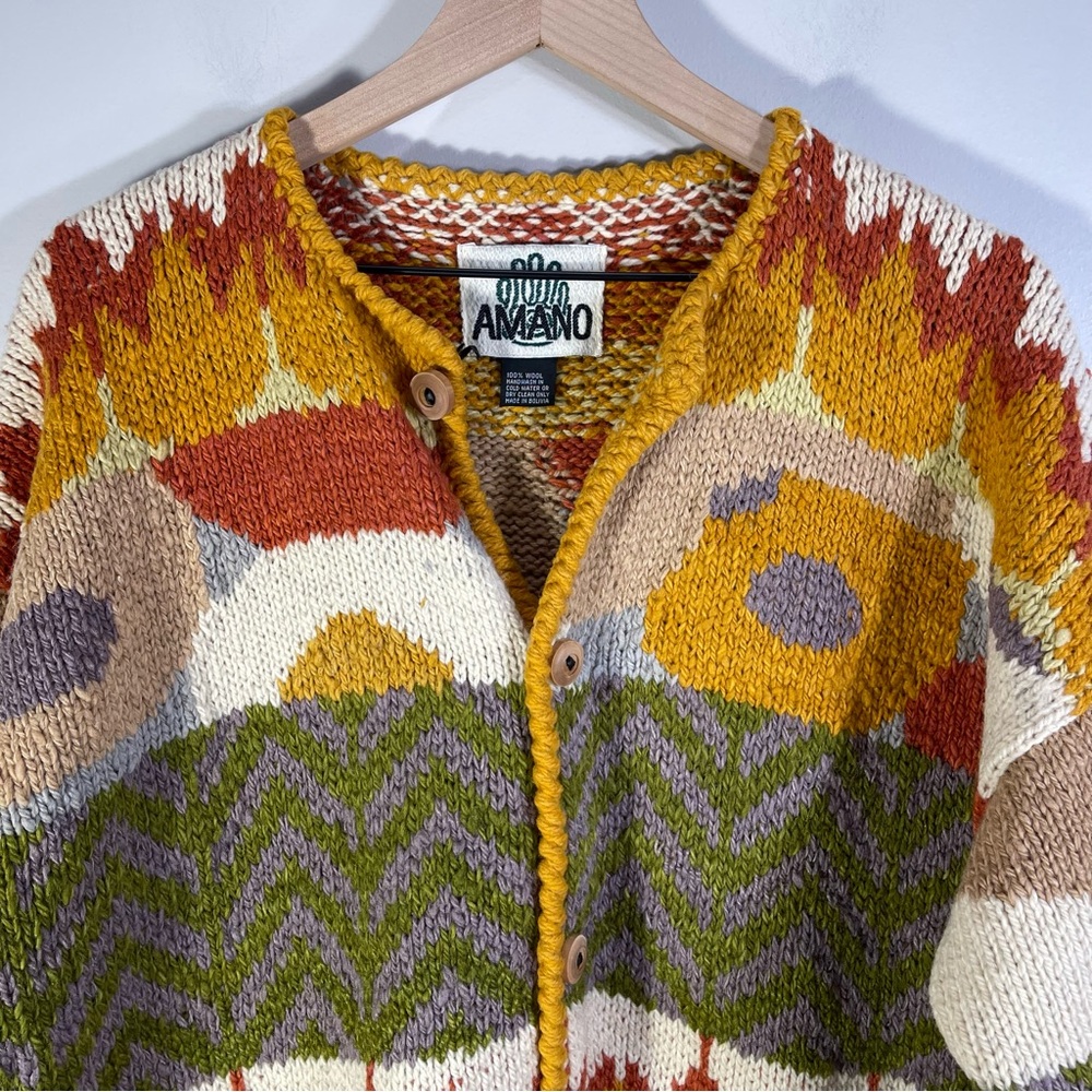 Rare Vintage Amano Rainbow Cardigan Sweater Top Size M/L - Picture 5 of 11